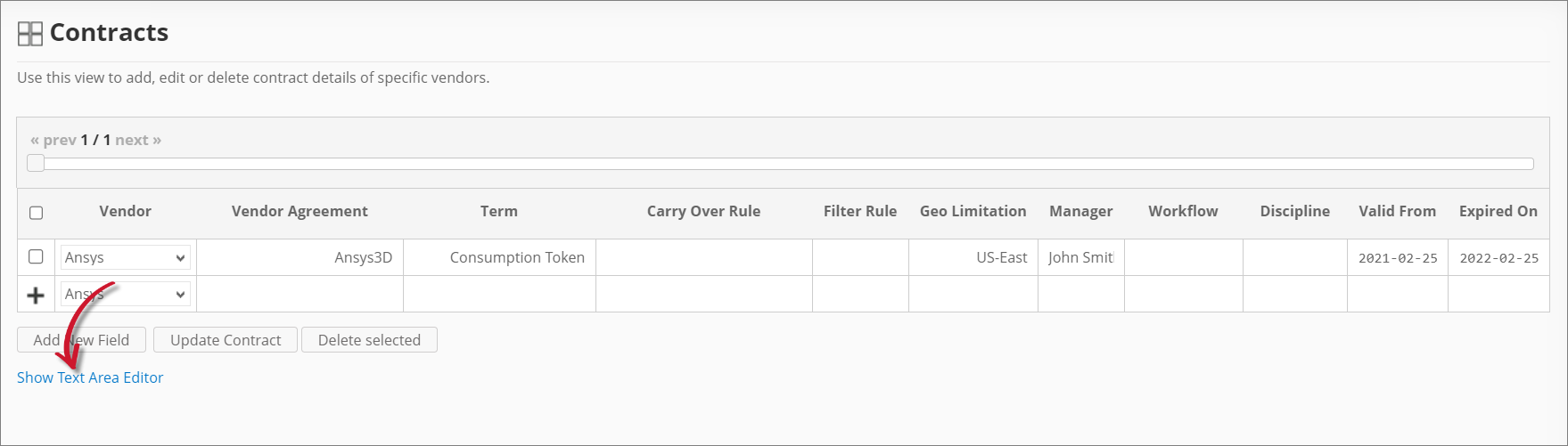 Show Text Area Editor