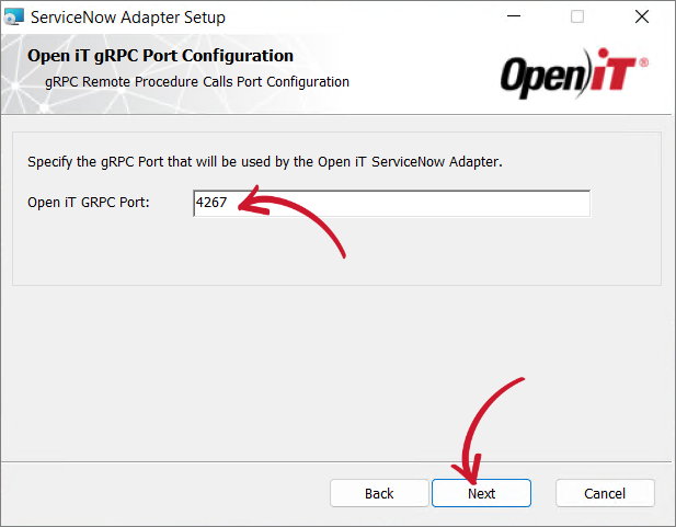 Open iT gRPC Port Configuration