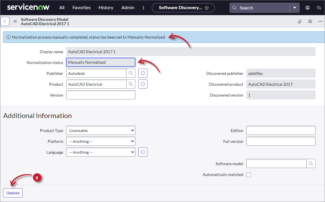 Update Normalized Product