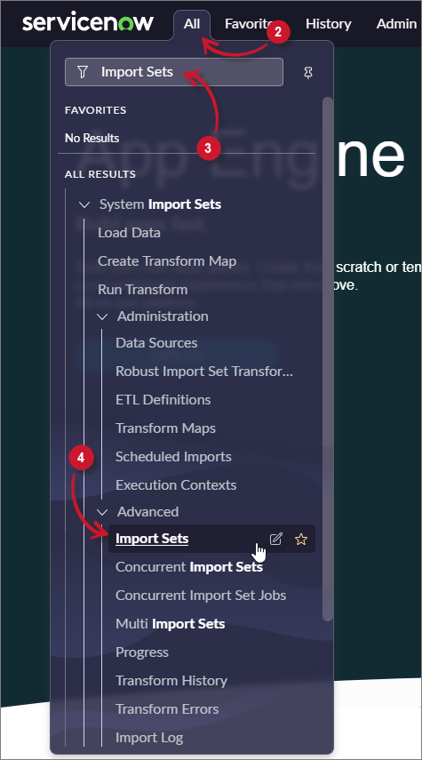 Navigate to Import Sets