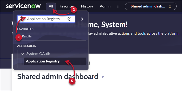 Navigate to Application Registry