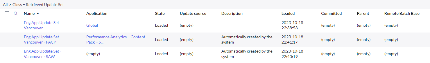Uploaded Update Set from XML