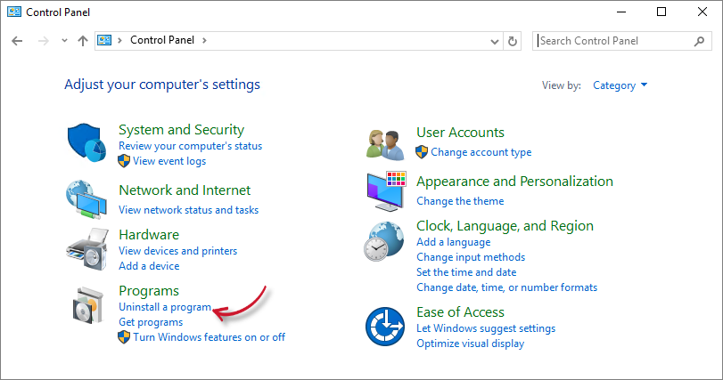 Uninstall a program