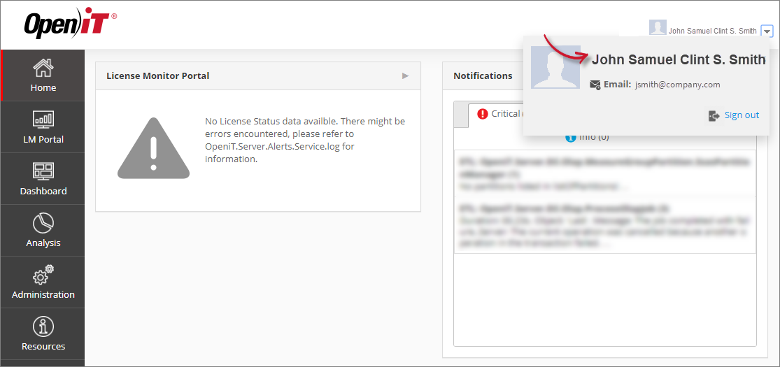Analysis Server Web Access: Home Page with SSO
