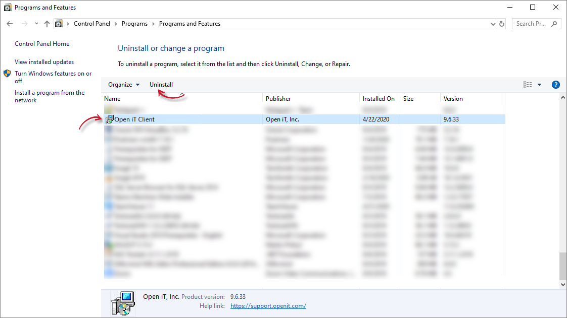 Control Panel Program List