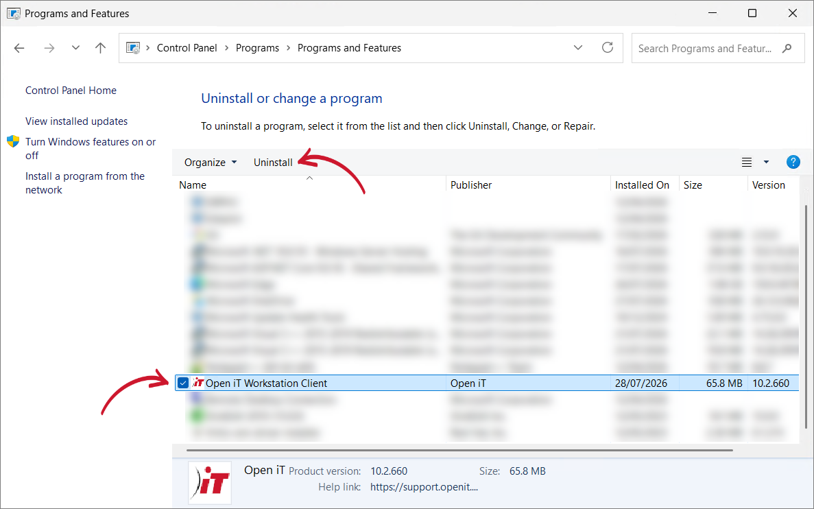 Control Panel Program List