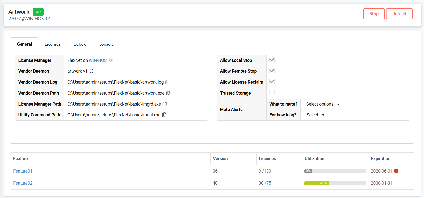 Vendor Daemon Page