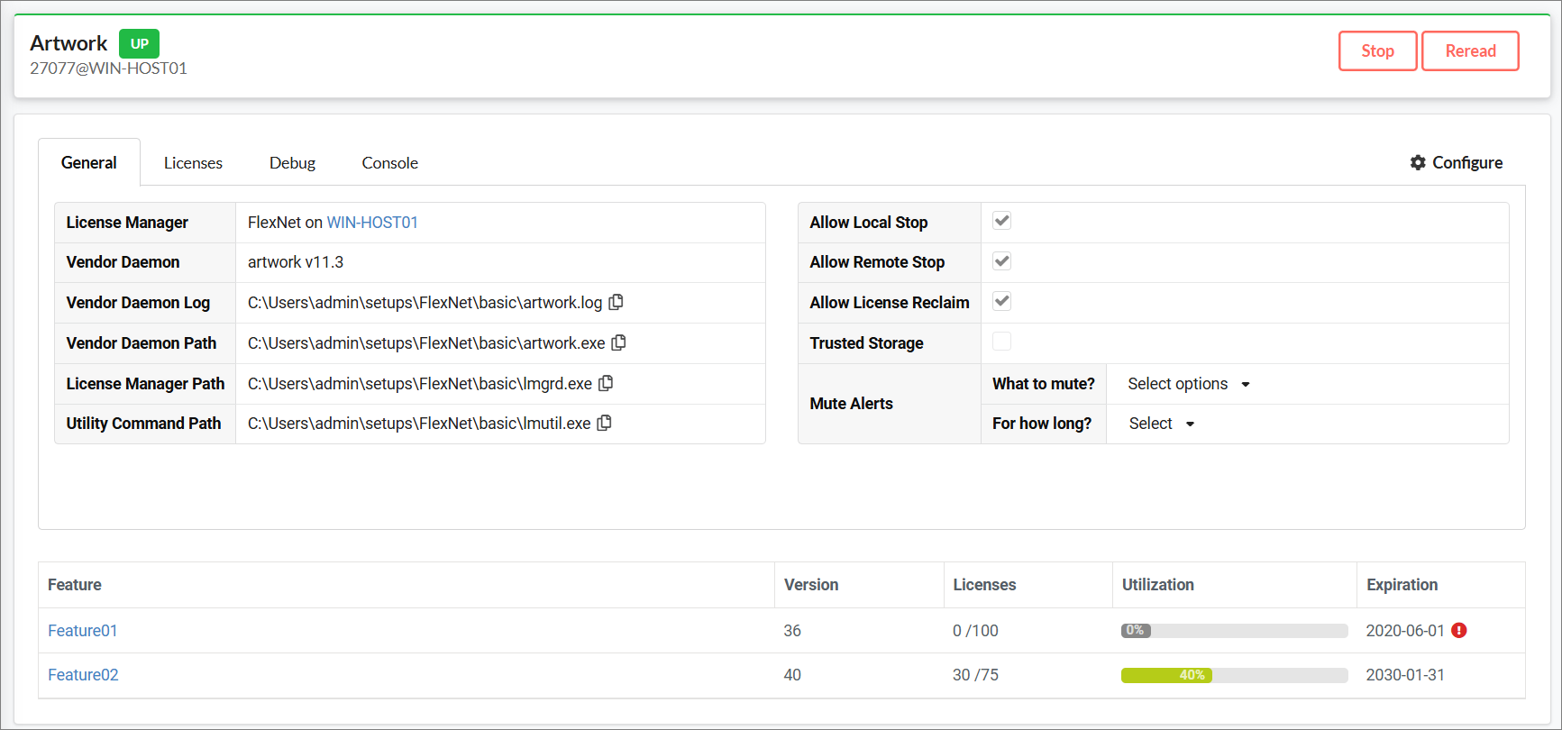 Vendor Daemon Page