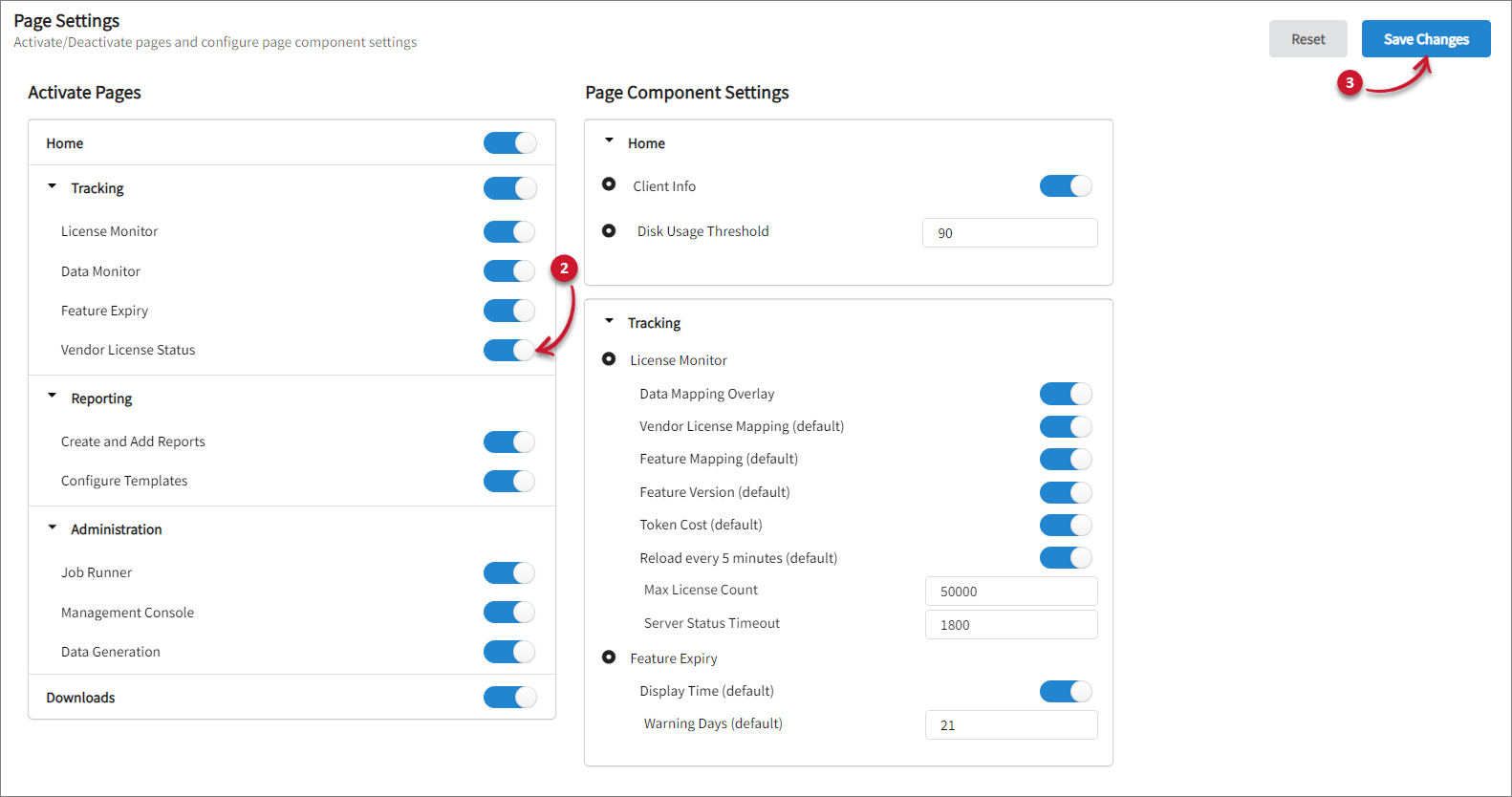 Activating the Vendor License Status Tab