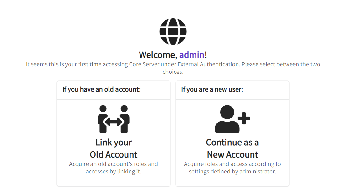 Core Server Welcome User