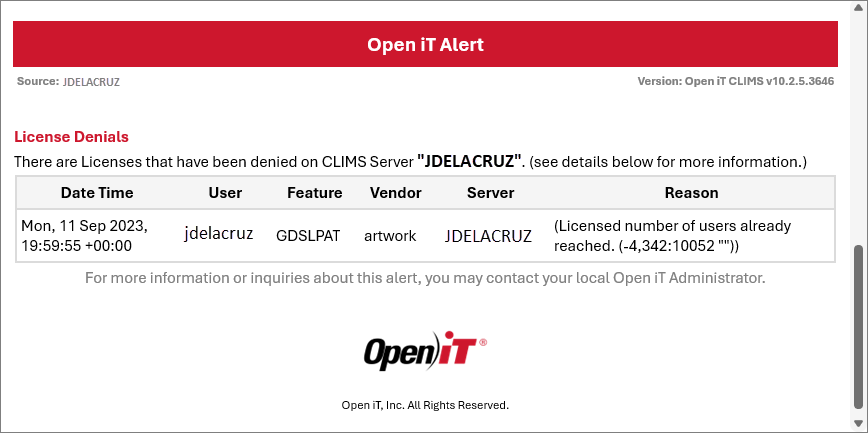 CLIMS Alerts and Notifications: License Denials