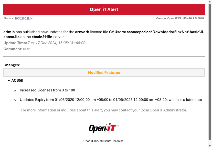 CLIMS Alerts and Notifications: License Modification