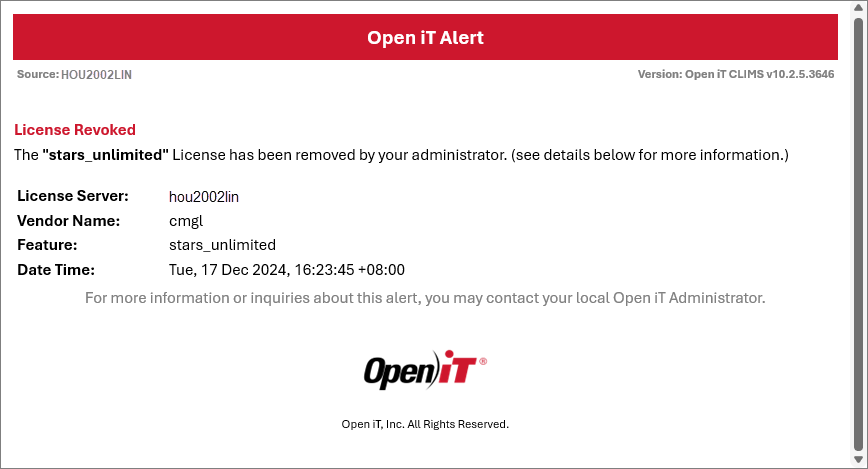 CLIMS Alerts and Notifications: Revoked License