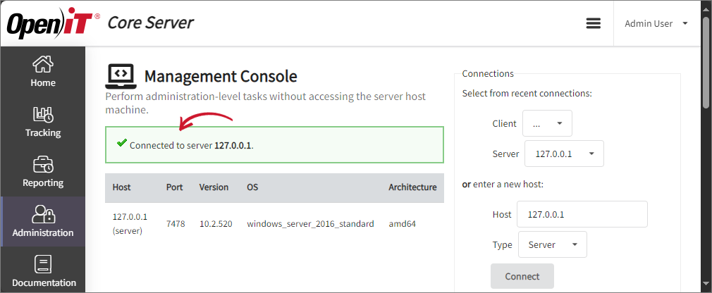 Core Reporting Server Alerts and Notification: Management Console