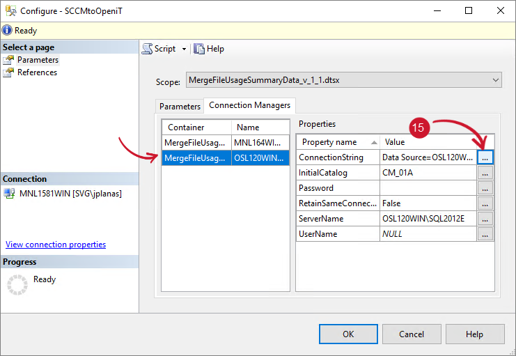 SCCM Integration: Configuring SSIS Package - SCCM ConnectionString