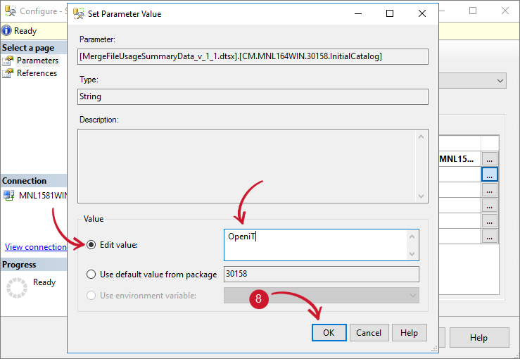 SCCM Integration: Configuring SSIS Package - Edit Initial Catalog