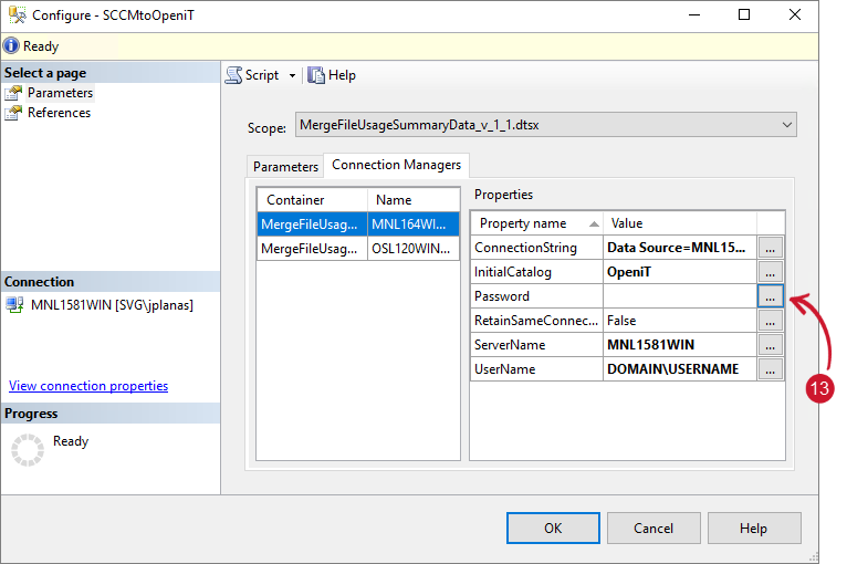 SCCM Integration: Configuring SSIS Package - Password