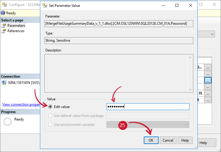 SCCM Integration: Configuring SSIS Package - Edit SCCM Password