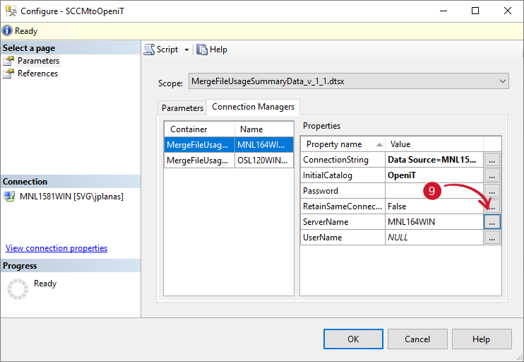 SCCM Integration: Configuring SSIS Package - Server Name