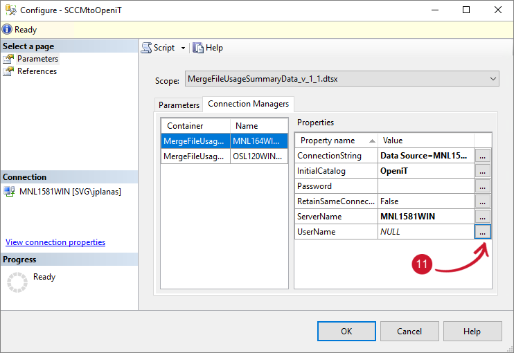 SCCM Integration: Configuring SSIS Package - User Name