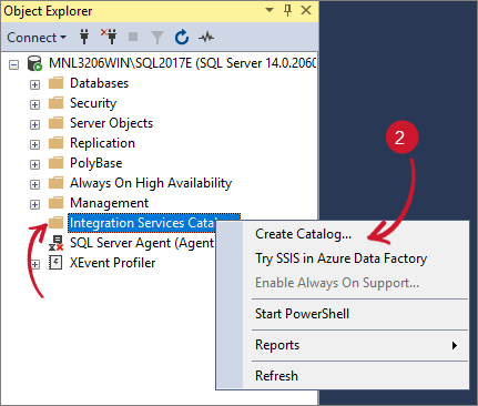 SCCM Integration: Creating Catalog in SSIS