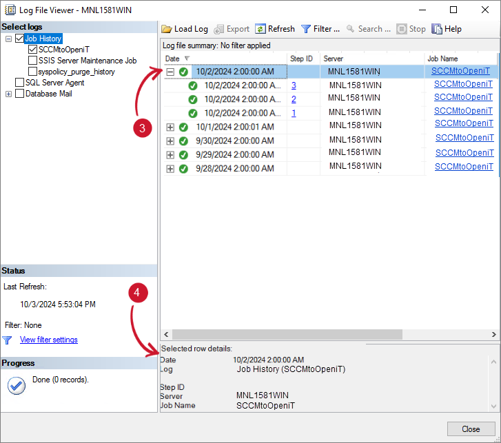 SCCM Integration: History Logs Details