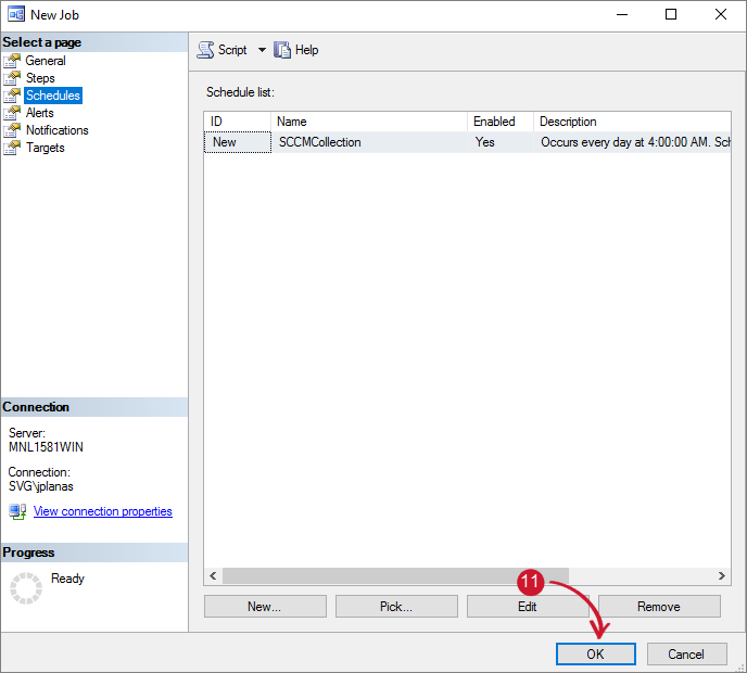 SCCM Integration: Save Scheduled Job Schedule