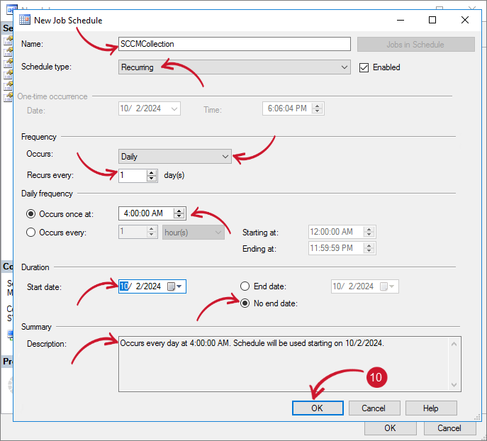 SCCM Integration: Scheduled Job Schedule Frequency