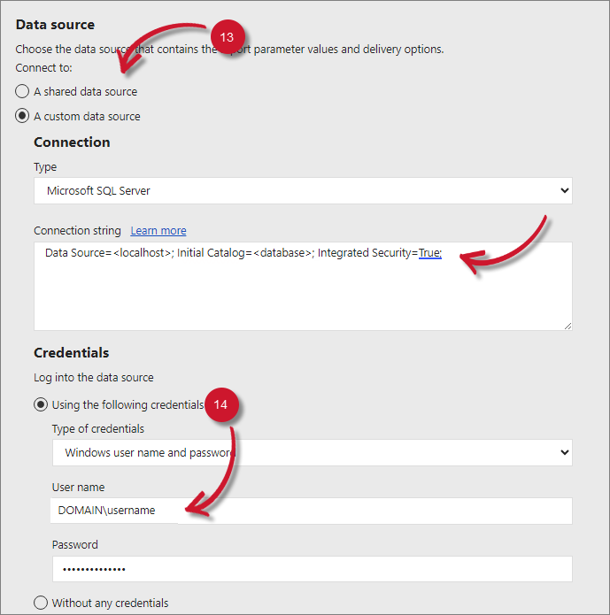 SSRS Subscription - Data Source