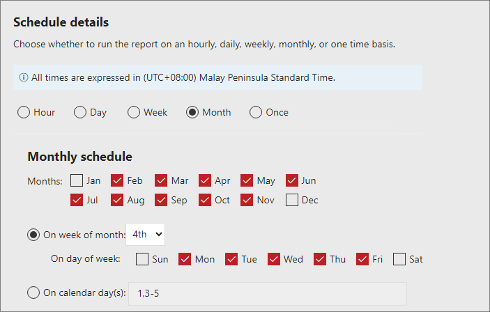 Monthly Schedule