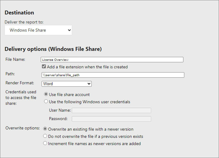 Windows File Share - Configuration