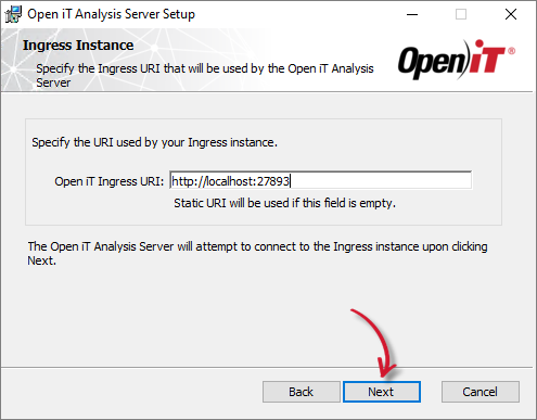 Analysis Server Installation: Ingress Instance URI