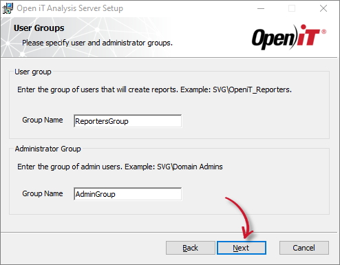 Analysis Server Installation: User and Administrator Group