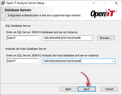 Analysis Server Installation: Database Servers
