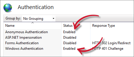 Analysis Server Installation Verification: Web Site Authentication