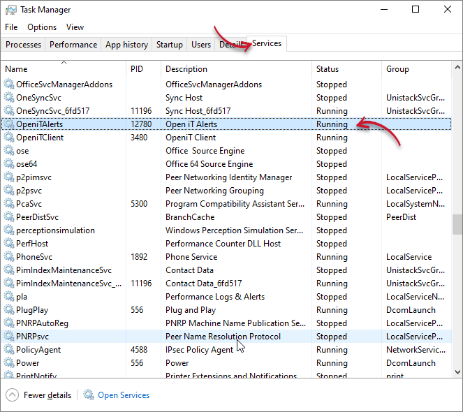 Analysis Server Installation Verification: Running Services