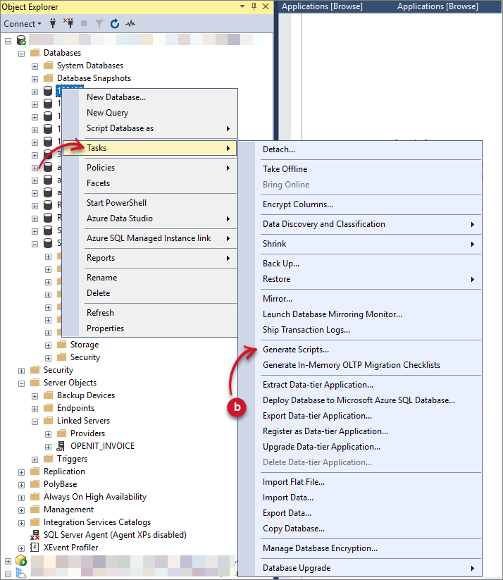 Analysis Server Migration: Generate Scripts