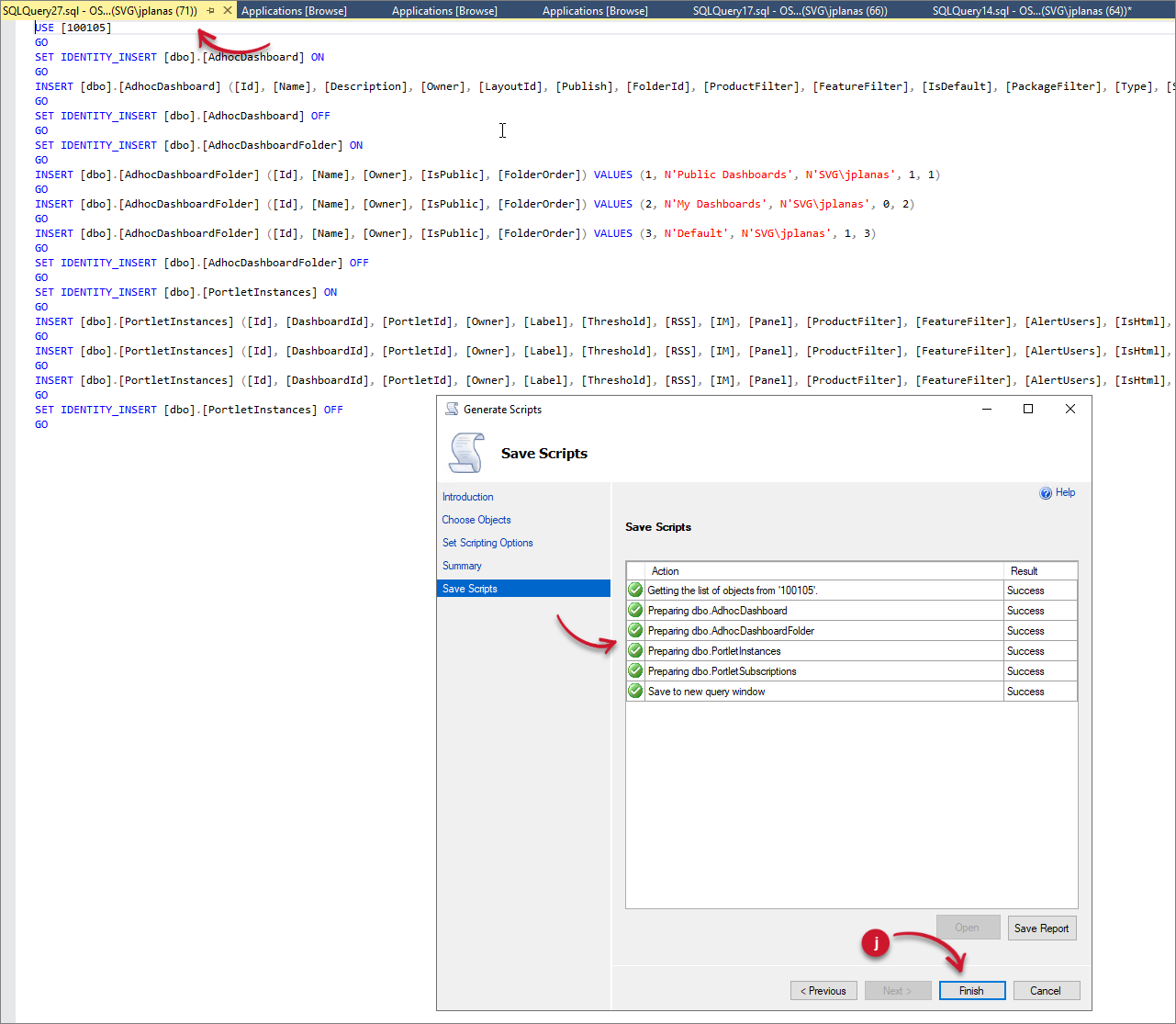 Analysis Server Migration: Generate Scripts Completed