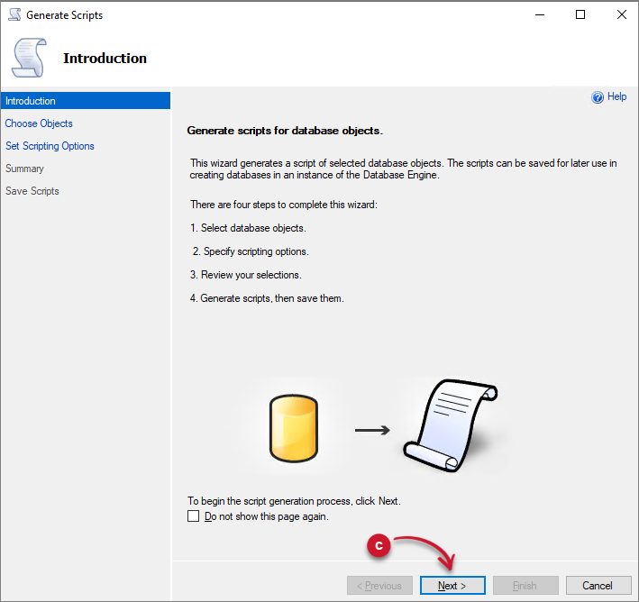 Analysis Server Migration: Generate Scripts Dialog