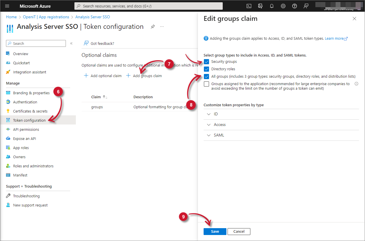 Analysis Server Post-Installation Configuration: Add Group Claims