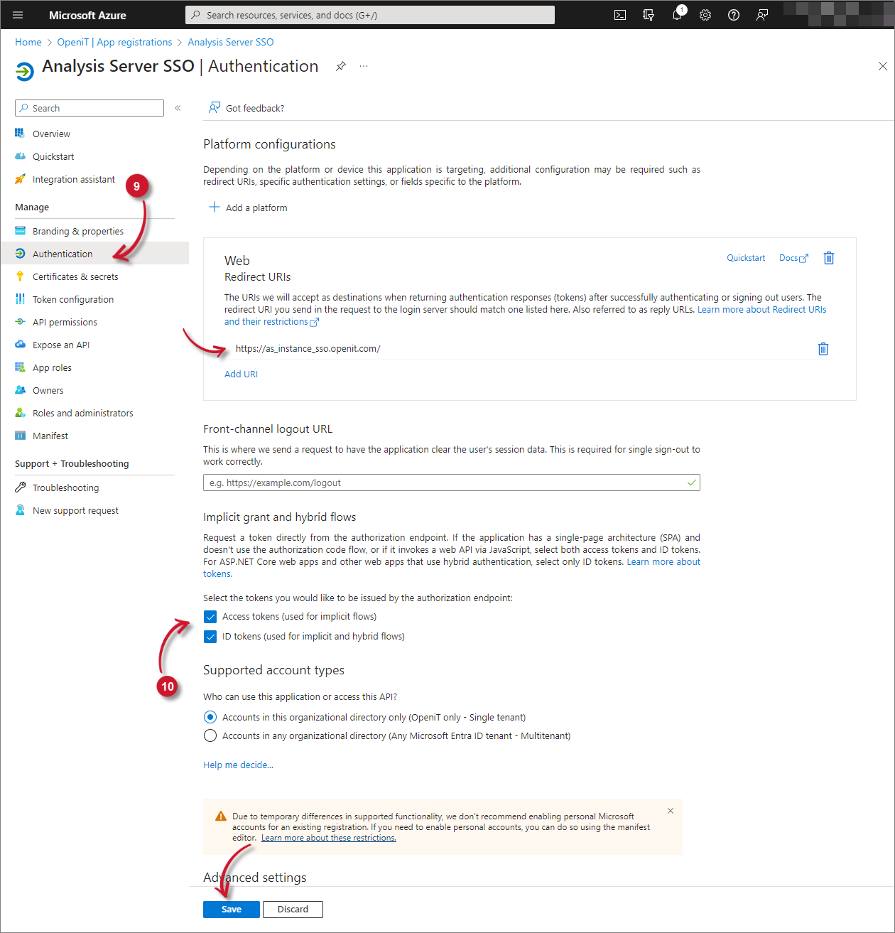 Analysis Server Post-Installation Configuration: Application Authentication