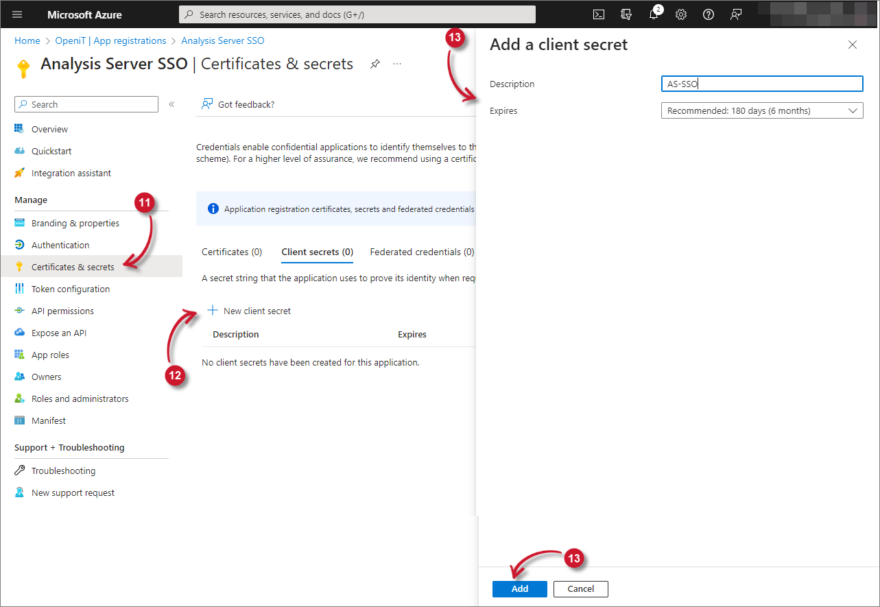 Analysis Server Post-Installation Configuration: Application Certificates and Secrets