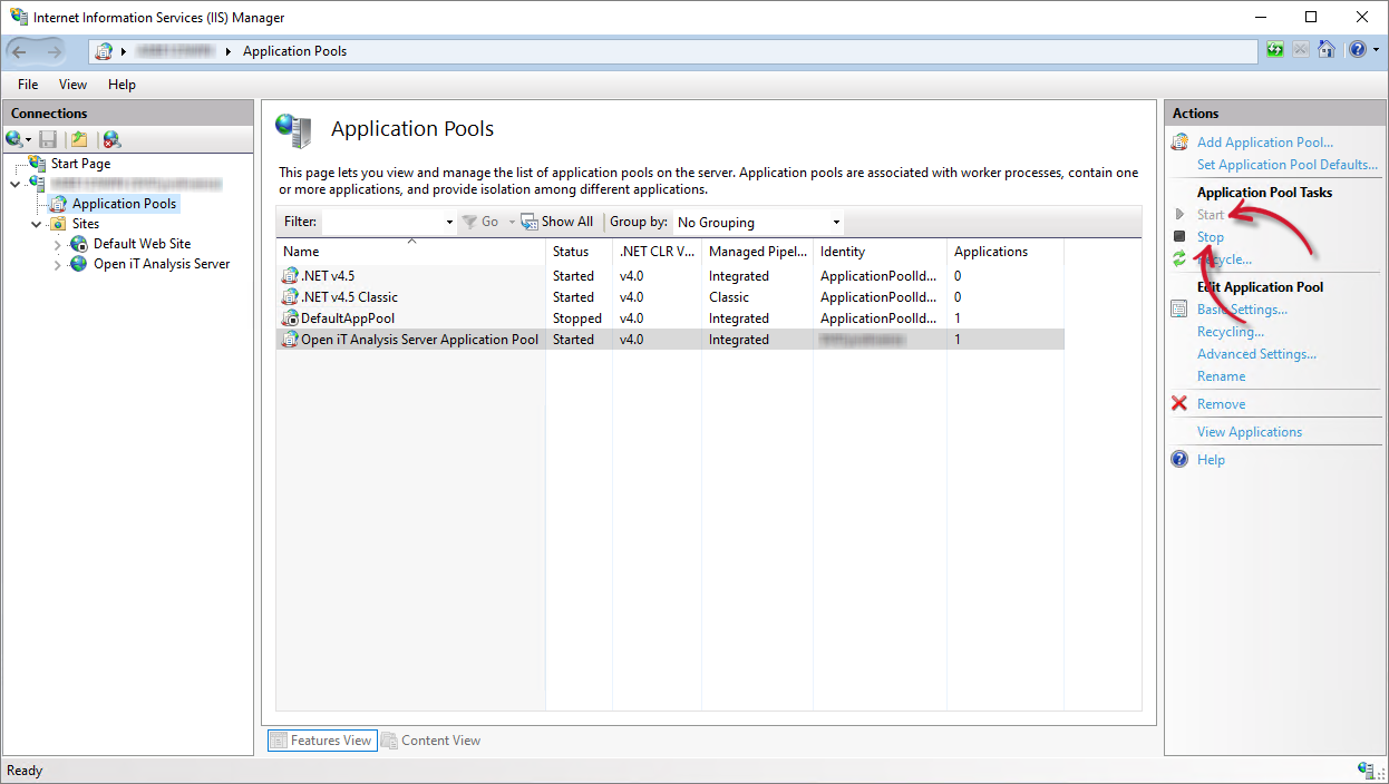 IIS: Stop Application Pool