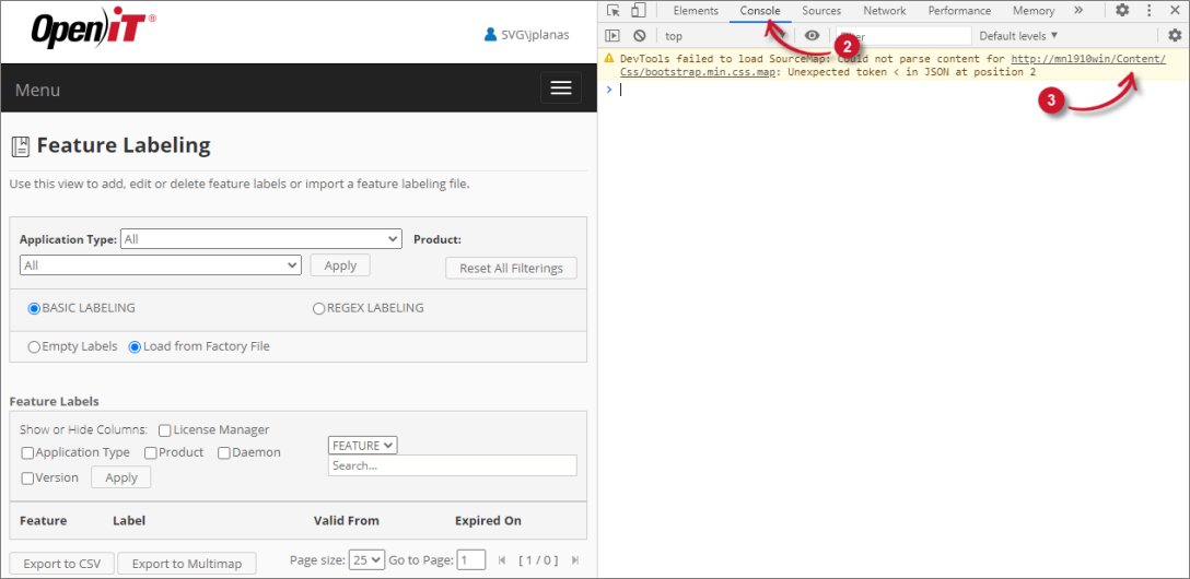 Analysis Server Troubleshooting: Check Web Browser Console Errors