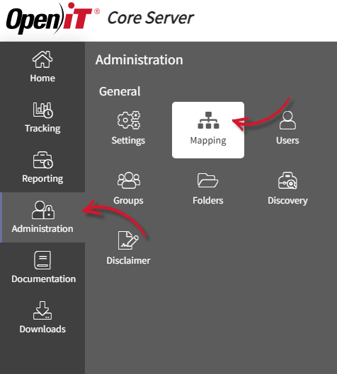 Core Server- Administration Mapping