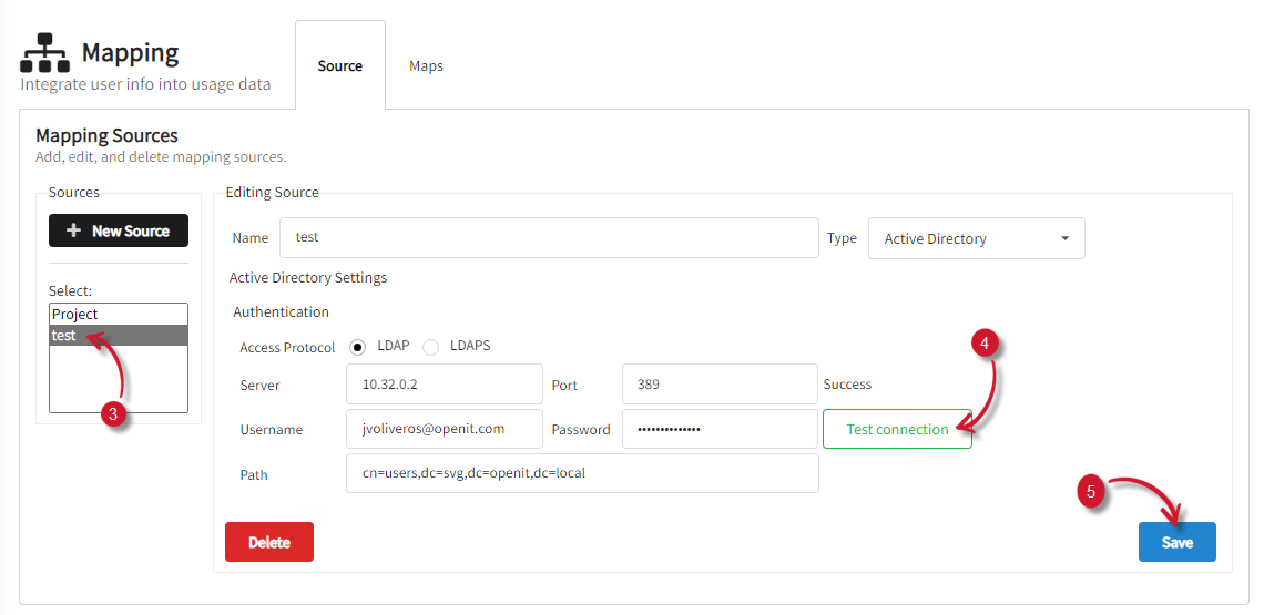 Core Server- Mapping Sources Credentials