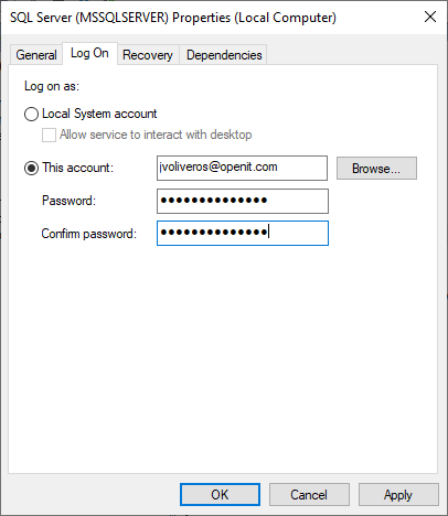 SQL Server (MSSQLSERVER) - Log On