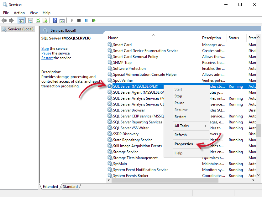 Services - SQL Server (MSSQLSERVER)