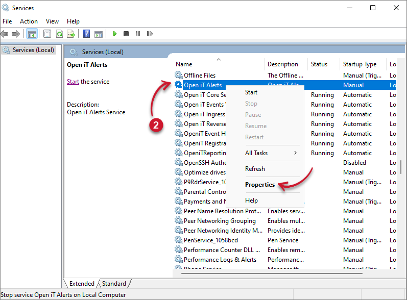 Analysis Server Upgrade Prerequisites: Open iT Alerts Service