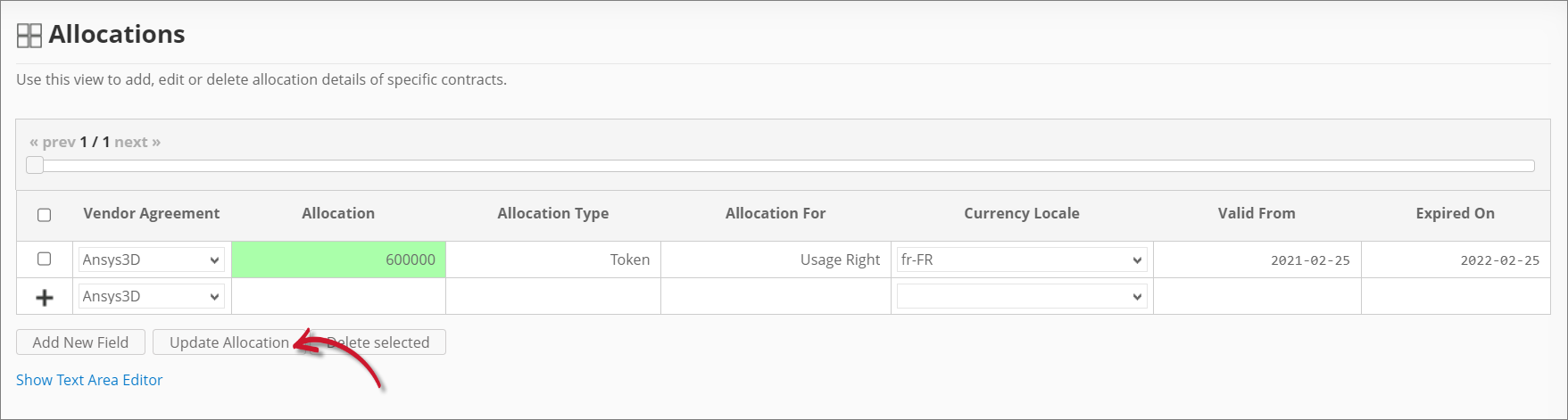 Analysis Server Allocations: Updating a Record